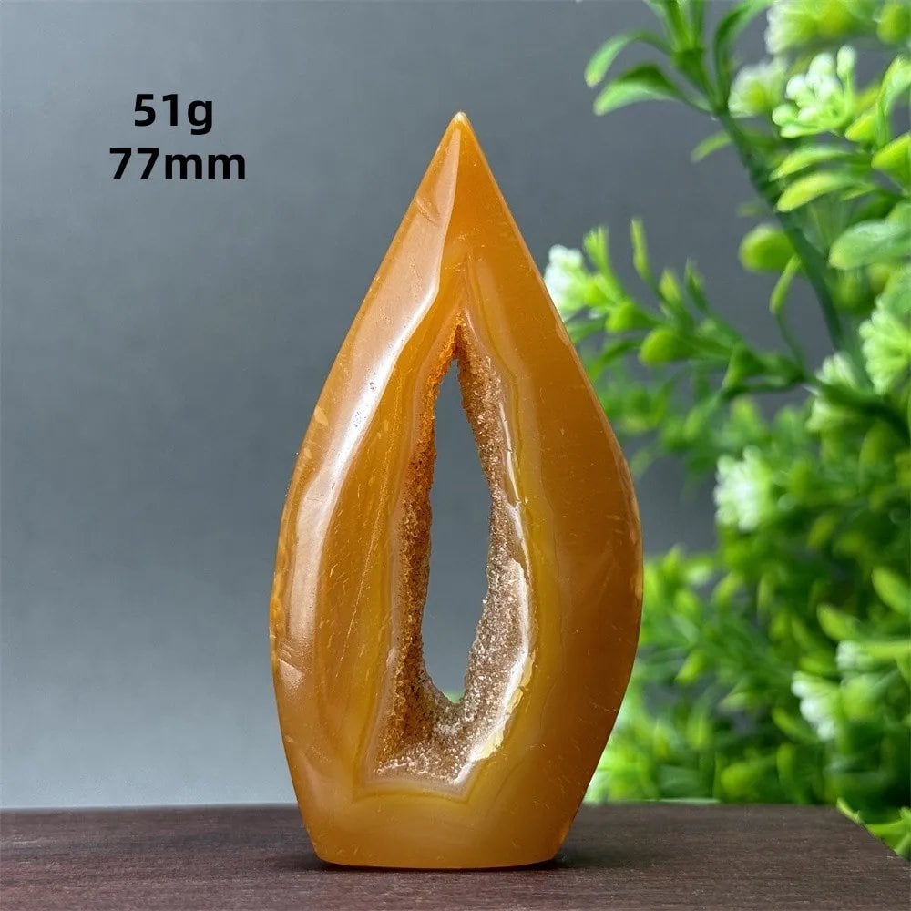 Natural Yellow Agate Geode, Freeform Torch, Mineral Energy, Home Furnishings, Meditation, Aura, Prayer, Altar, Gift, Parallel Import
