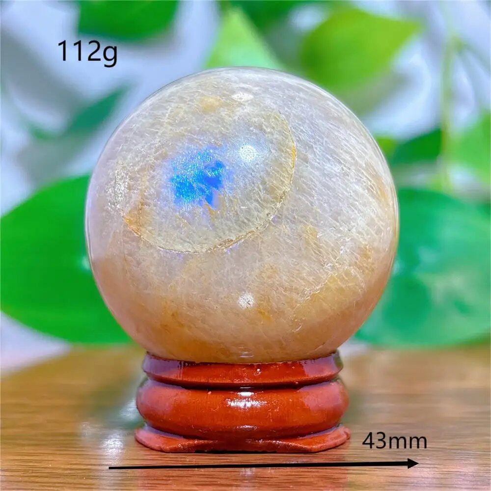 Moonstone Sphere Crystal, Natural Quartz Stone, Home Decor, Mineral, Reiki, Craft, Gift, Energy, Healing, Spiritual, Love, with Stand, Parallel Import