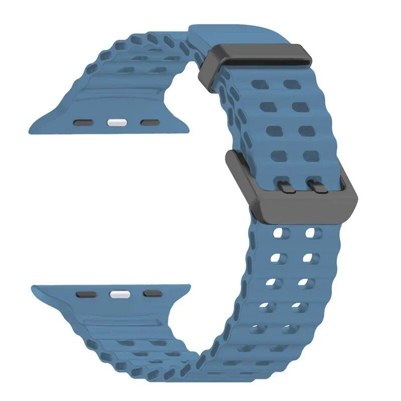 Silicone Ocean Strap for Apple Watch Ultra 2, 49mm, 45mm, 44mm, 42mm, 38mm, 41mm, and 40mm, compatible with iWatch Series 10/9/8/7/SE/5/4/3. Correa sizes: 42mm, 44mm, 45mm, and 49mm. Band colors: Parallel import.