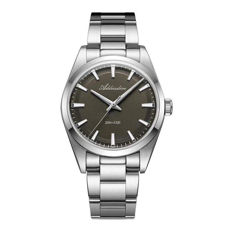 Adise Dive 36mm Simple Stainless Steel Men's Watch with Bubble Mirror Glass, Luxury Quartz Movement, 100m Water Resistance, AD2066, Relohonbre; Ships from: Parallel Import