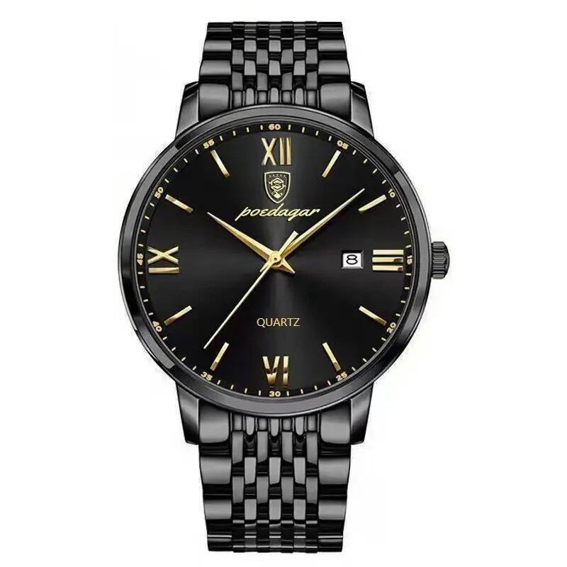 POEDAGAR Luxury Men's Sports Watch, Stainless Steel, Waterproof, Date Function, High-Quality, Casual Fashion Quartz Movement, Color: 826, Parallel Import
