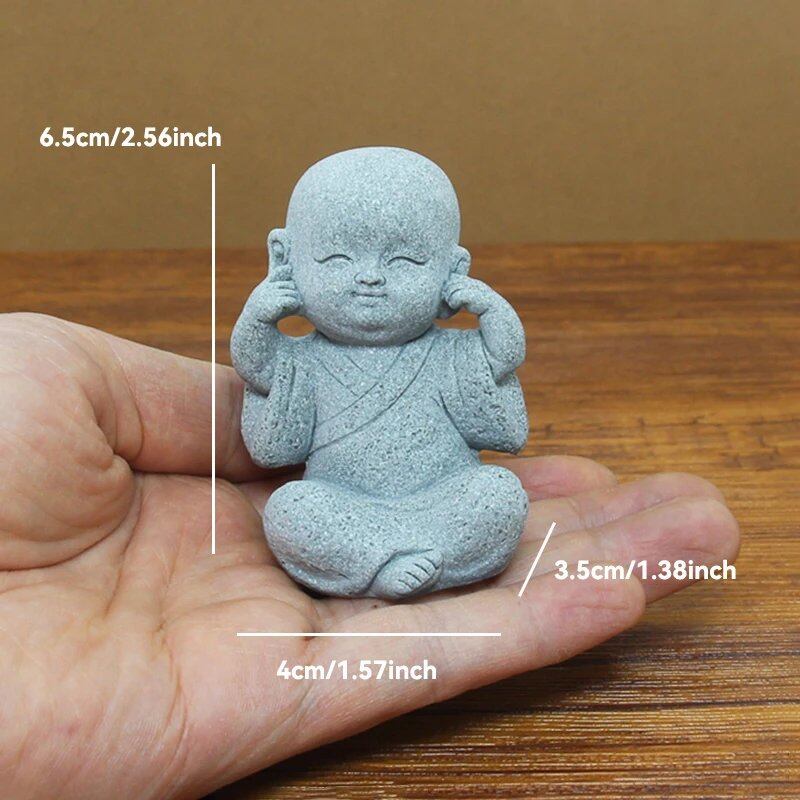 石仏像 小さな僧侶 チベット仏教フィギュア 禅ガーデン ヨガオーナメント 瞑想 ホームアクアリウム装飾 並行輸入品
