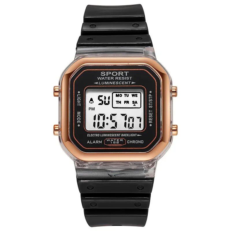 Fashion Brand Student-Friendly Transparent Electronic Watch, Candy Color LED, Women's Sports, Waterproof, Gift, Parallel Import