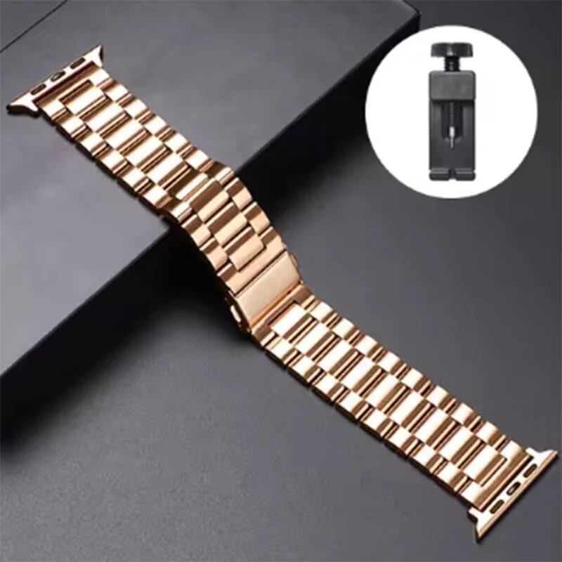 Stainless steel metal band bracelet for Apple Watch Ultra 2/Series 10, 9, 8, 7, 6, 5, and 4 (38/40/41/42/44/45/46/49mm) Band Color: mm Parallel Import