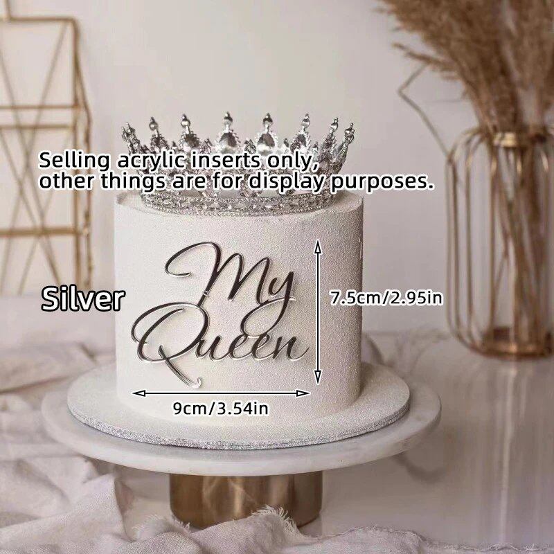 Set of 1, 3, or 5 Acrylic Birthday Queen Gold Cake Topper for Happy Birthday Party Side Cake Decorations. Size: Parallel Import.