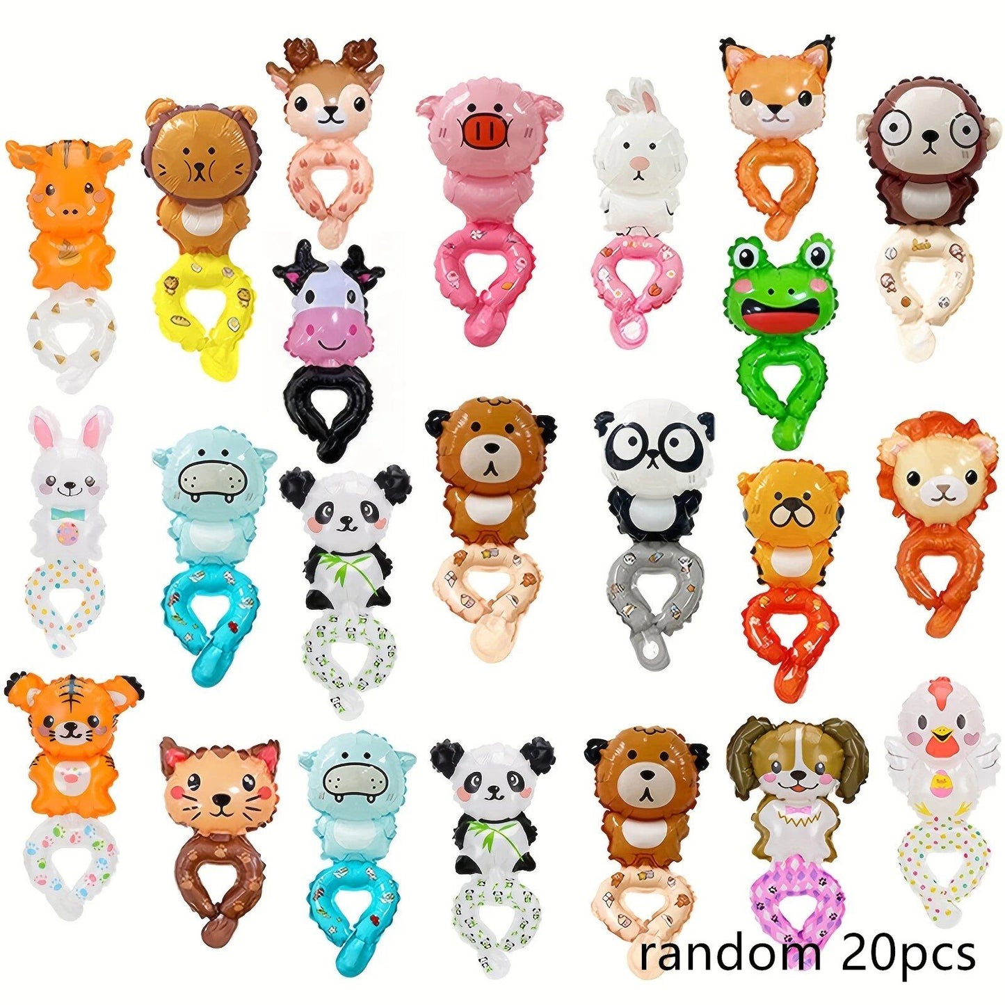 Set of 10/20/30/50 Cute Bear and Rabbit Head Balloons for Birthday Party Decorations (4-6 Varieties Mixed) - Balloon Size: Other (Parallel Import)