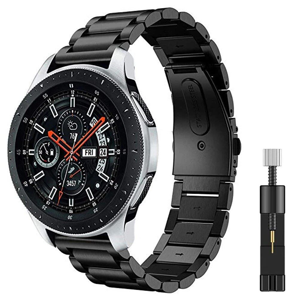 22mm/20mm Metal Strap for Samsung Galaxy Watch 3/4/5, Gear S3, Amazfit, Stainless Steel Chain Strap, Compatible with Huawei Watch 4 GT2/3 Pro, Band Color: Parallel Import