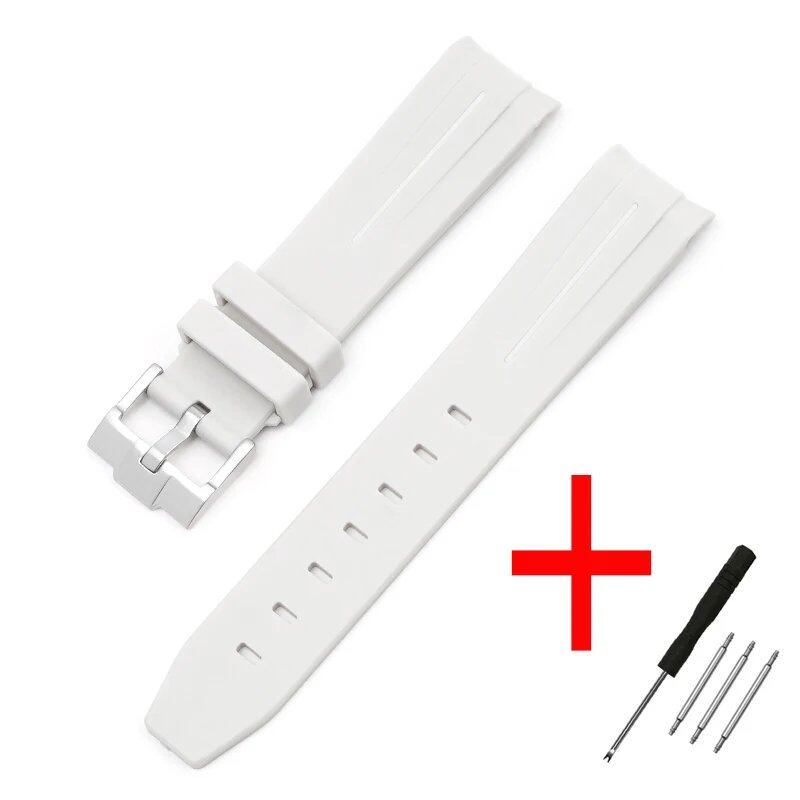New 20mm Bent End Rubber Watch Strap for Omega Moonwatch, Joint Constellation, Men's Waterproof Sports Watch Band, Band Color: 20mm; Band Width: 20mm, Parallel Import