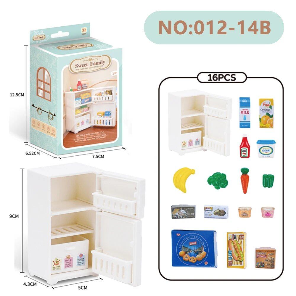 1/12 Scale Dollhouse DIY Miniature Furniture Set with Biscuit Bear, Toaster Oven, Mixer, Electronic Scale Model Kitchen Toy, Gift for Girls, Color: Parallel Import