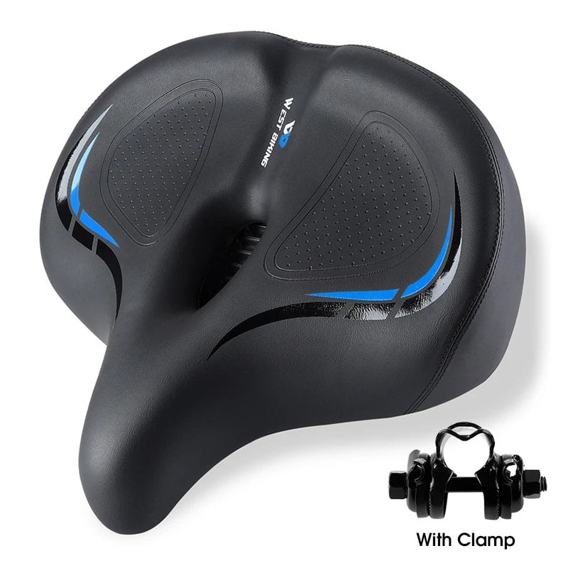 WEST BIKING Wide & Thick Bicycle Saddle, Soft Shock Absorption, Oversized Bike Cushion, Hollow Breathable, MTB Road Cycling Seat, Color: ; Ships from: Parallel Import