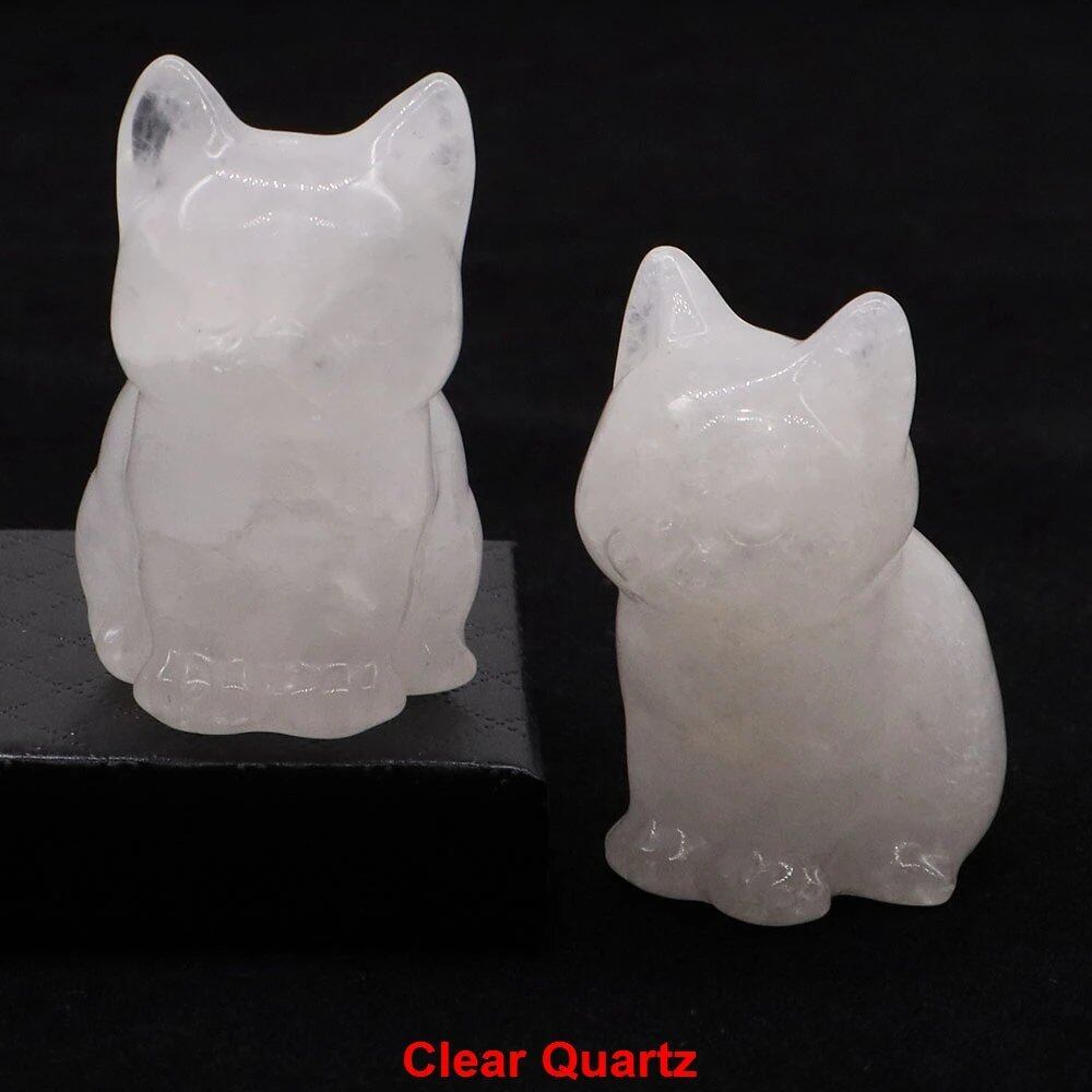 1.8-inch Natural Stone Cat Figurine, Handmade Animal Sculpture, Healing Crystal Amethyst, Craft, Chakra Meditation, Home Decor, Gift, Size: 1 Piece; Parallel Import