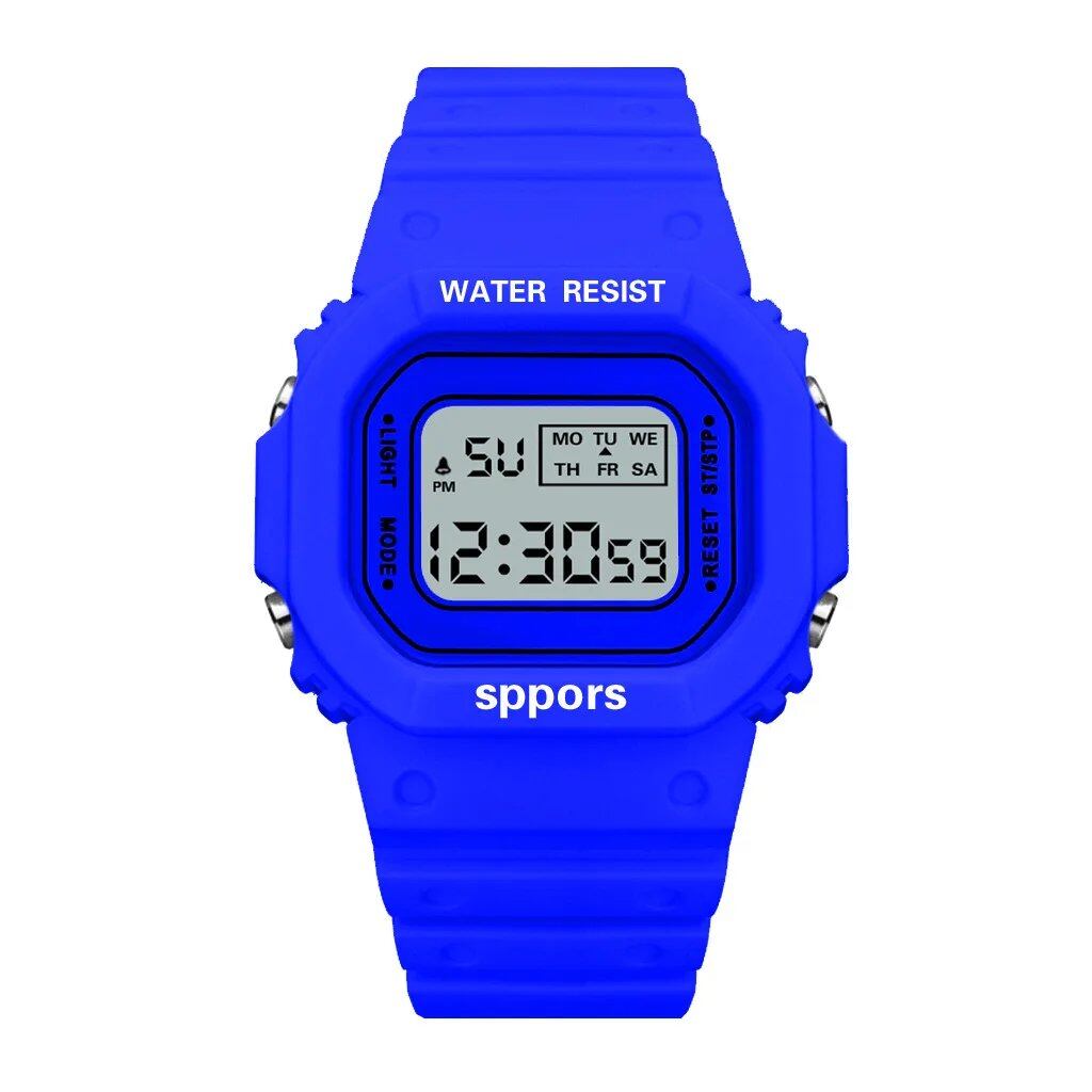 YIKAZE Sports Watch, Unisex, Student-Friendly, LED Electronic Watch, Colorful Square Shape, Waterproof, Rubber Strap, Parallel Import