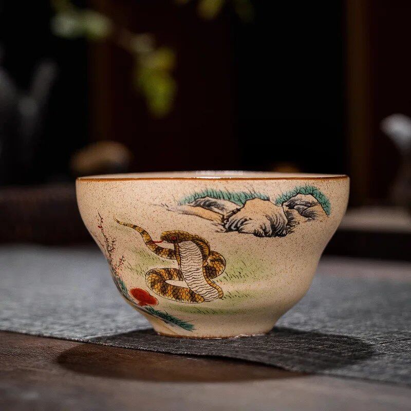 12-Style Zodiac Ceramic Teacup Set, Animal Bowls for Tea Ceremony, Tiger Teacups, and Kung Fu Tea Cups; 130ml Capacity, Imported