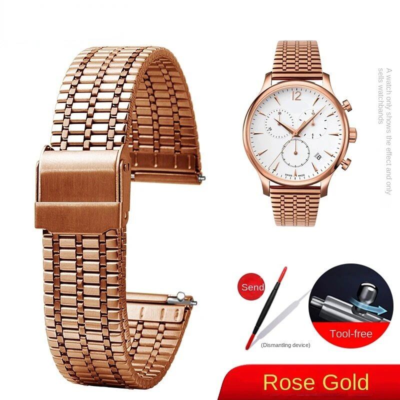 18mm, 20mm, 22mm Stainless Steel Quick Release Spring Bar Men's Watch Band with Safety Buckle, Bracelet Accessory, Sizes: Parallel Import