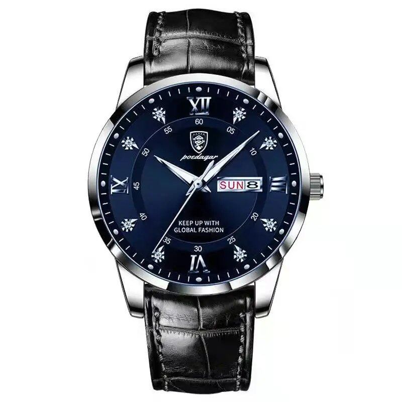 POEDAGAR Luxury Men's Waterproof Luminous Leather Quartz Watch for Casual, Sports, and Military Styles. Color: 836. Imported.