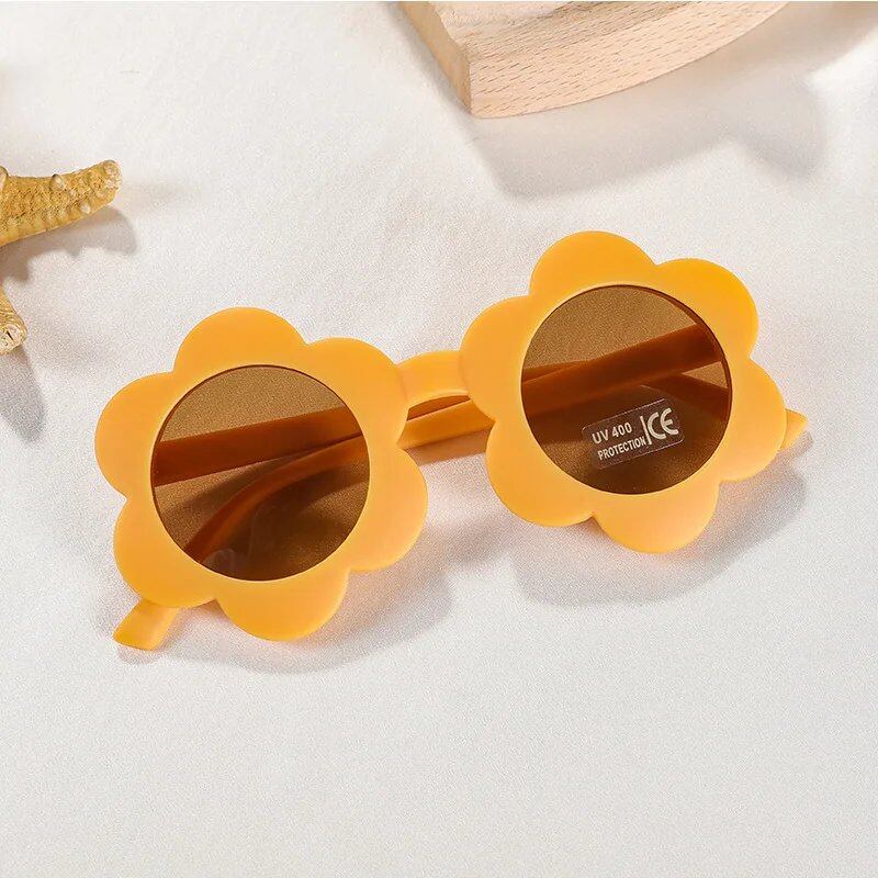 New Sunflower Kids' Sunglasses, UV400 Protection, Cute Baby Sunglasses for Boys, Girls, and Toddlers, Round Shape, Stylish Outdoor Eyewear for Kids, Frame Colors: Ages 2-10; Parallel Import