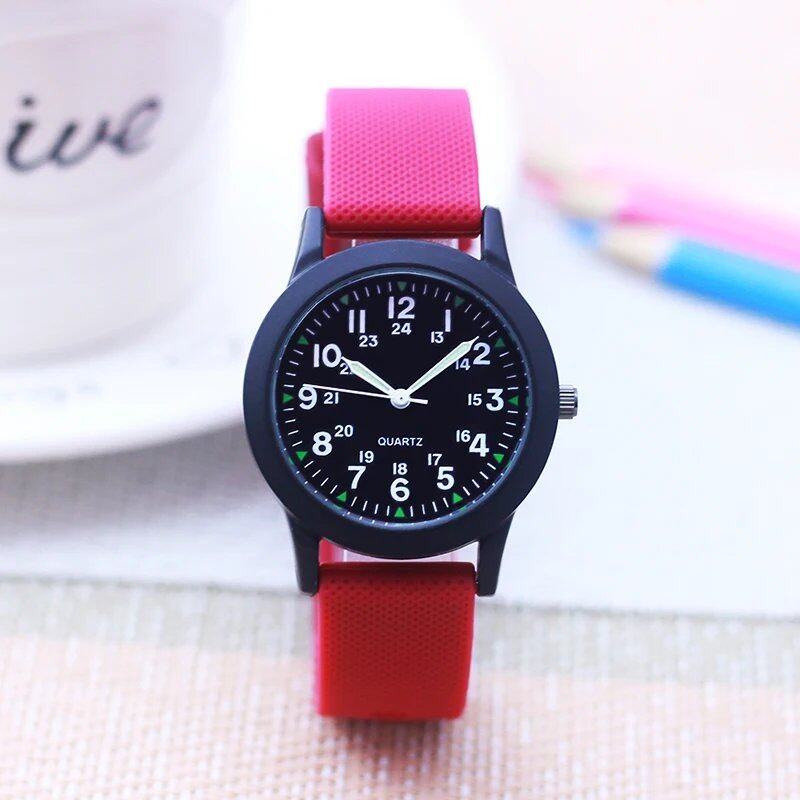 Fashionable unisex 24-hour luminous hands, high-quality silicone strap, simple quartz watch for children, men, women, and couples, parallel import