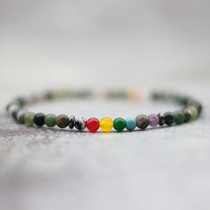 4mm Natural Volcanic Stone Bead Bracelet, Unisex, Minimalist Chakra Bracelet, Meditation Jewelry, Tiger Eye Bracelet, Metal Color: Parallel Import