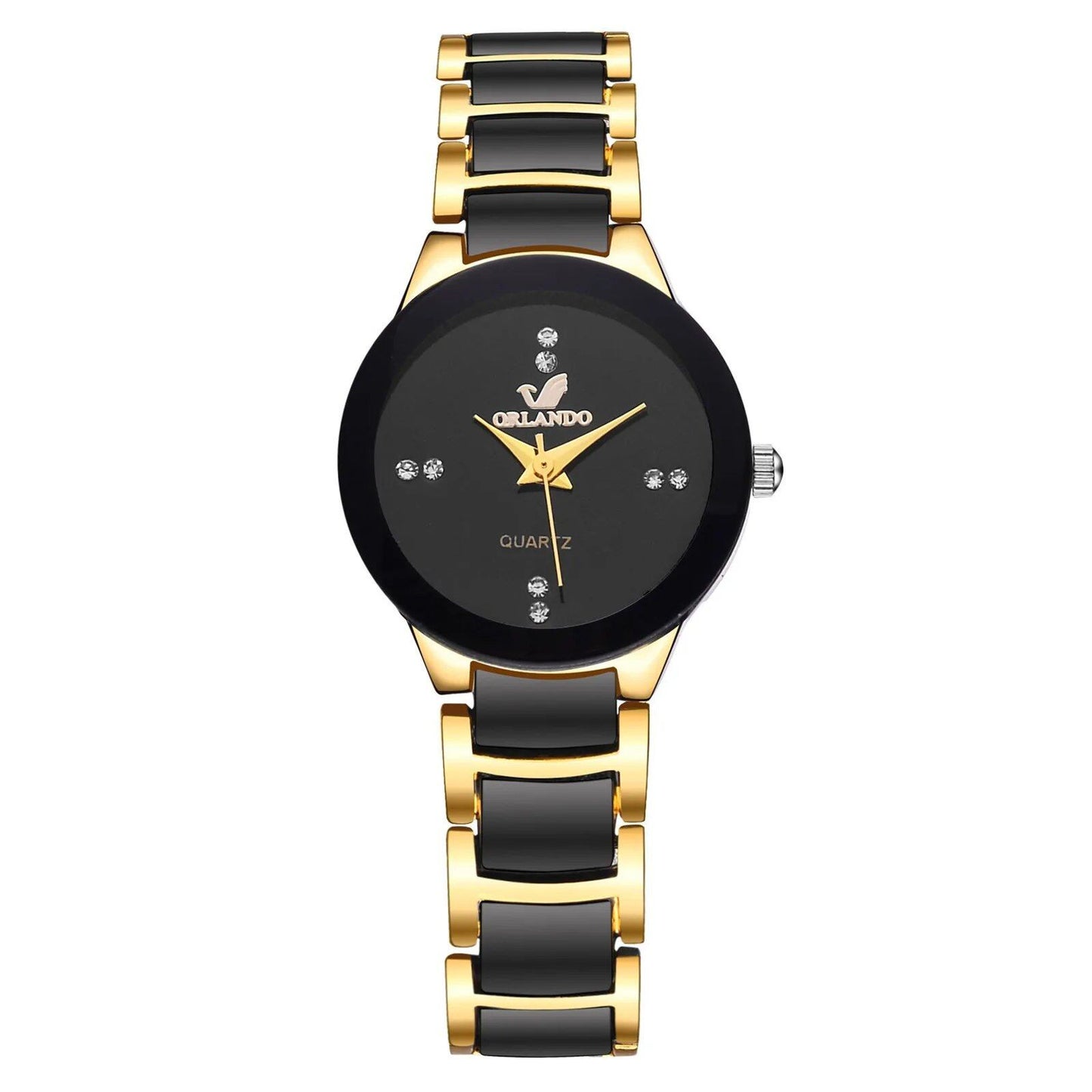 Orlando Men's Luxury Watch, New Arrival, Cool Black Gold Quartz Stainless Steel Fashion Clock, Color: Parallel Import