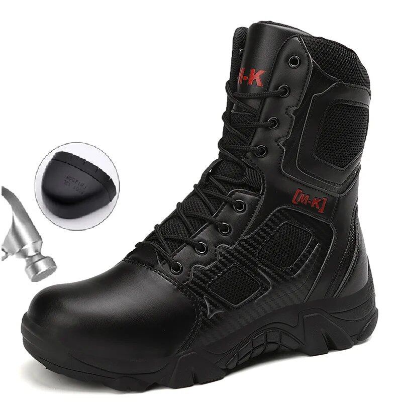 Men's Waterproof Steel-Toe Safety Work Boots, Impact Resistant, Size 47, Color: Parallel Import