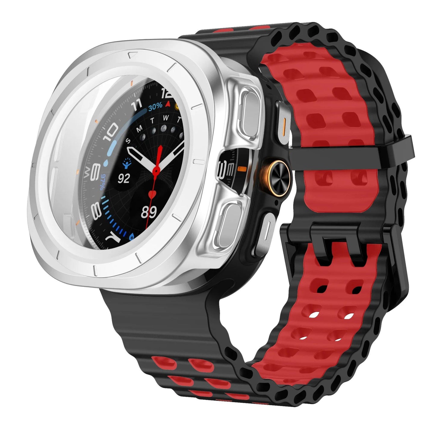 Samsung Galaxy Watch Ultra 47mm Sport Silicone Band, Marine Band + Case, Watch Band Accessory, Color: Compatible with Ultra 47mm Dial Diameter, Parallel Import