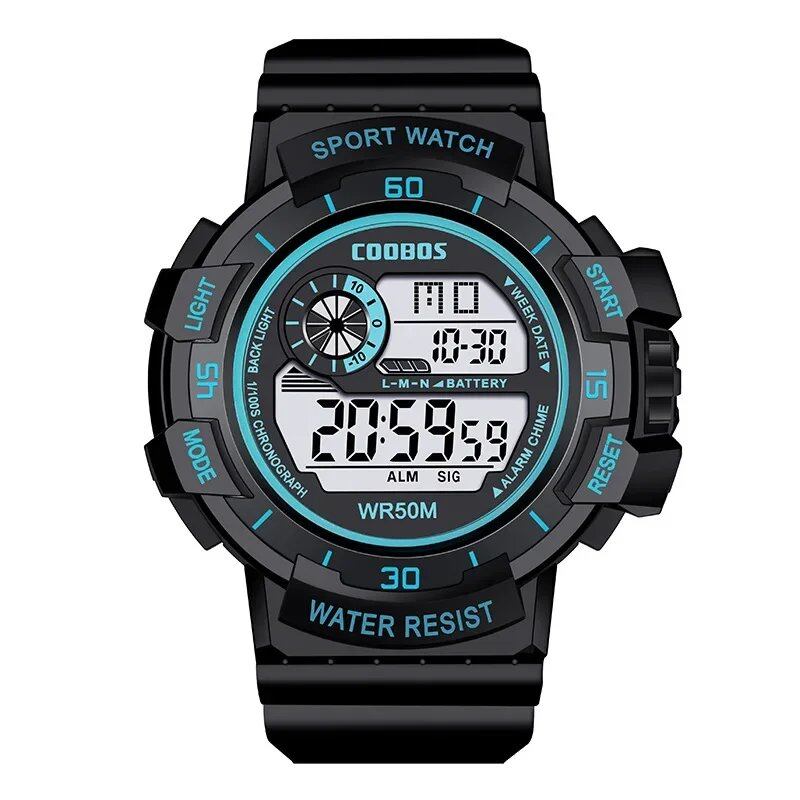 Men's Sports LED Electronic Watch, Waterproof, Military Grade, Multi-Function, Luxury, Illuminating, Colorful, Parallel Import