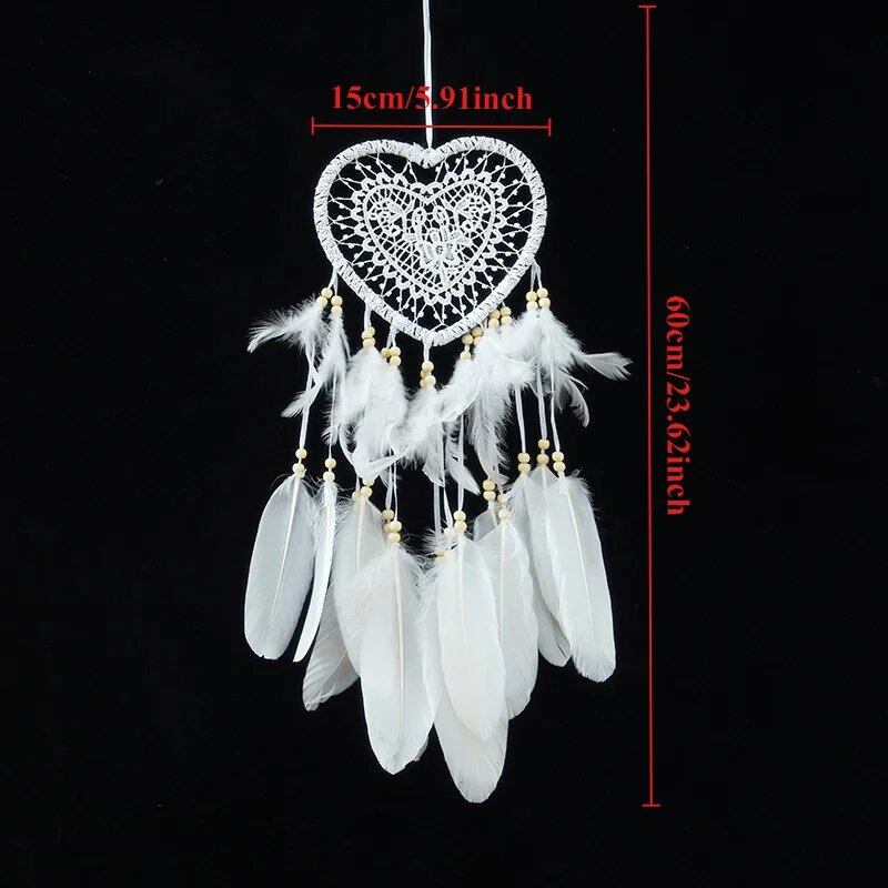 Valentine's Day Bohemian Dream Catcher, Handmade Wall Hanging Feather Wind Chime Pendant, Perfect Gift for Spiritual & Boho Lovers, Parallel Import
