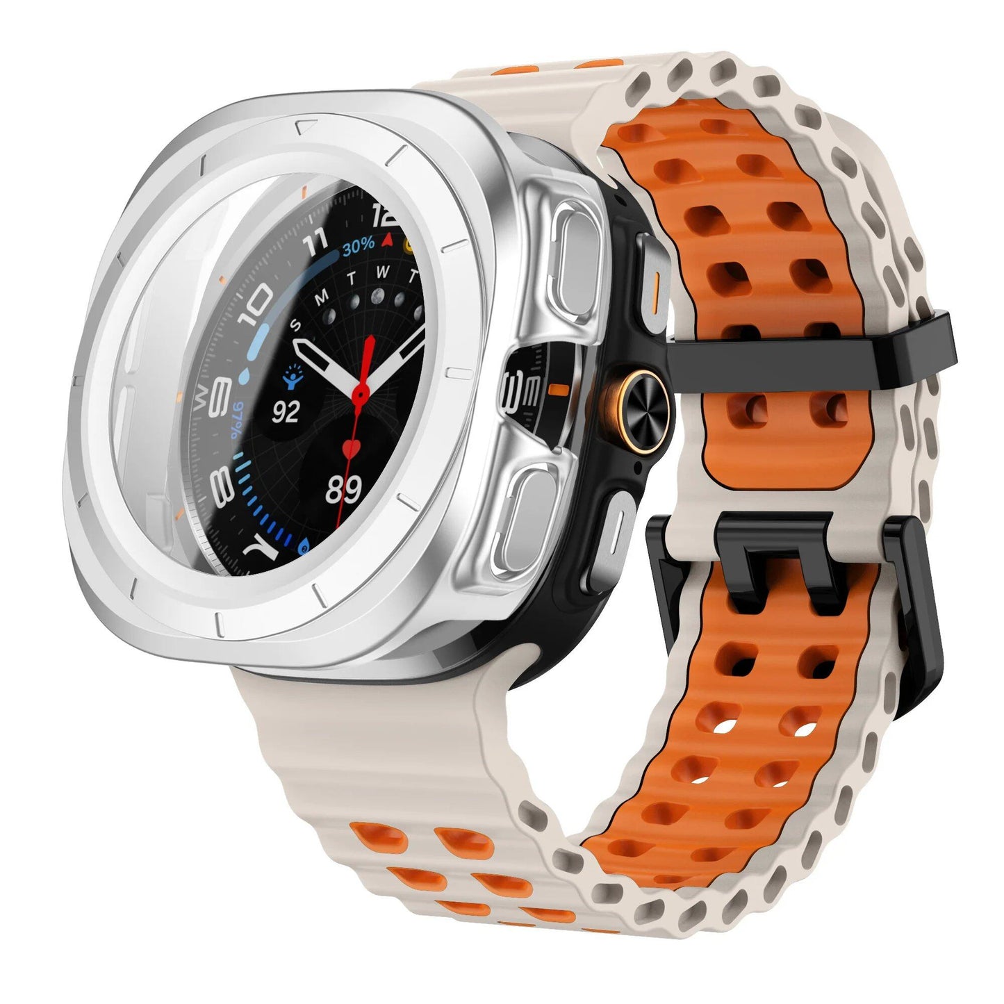 Samsung Galaxy Watch Ultra 47mm Sport Silicone Band, Marine Band + Case, Watch Band Accessory, Color: Compatible with Ultra 47mm Dial Diameter, Parallel Import