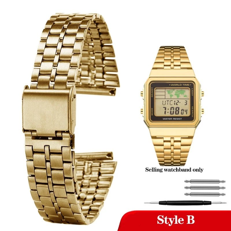 Casio 18mm Slim Steel Watch Band for A158, A159, A168, A158W, AQ-230, LA-680, B650, and AEQ-110. Metal Bracelet Strap. Band Color: 18mm; Band Width: Parallel Import.