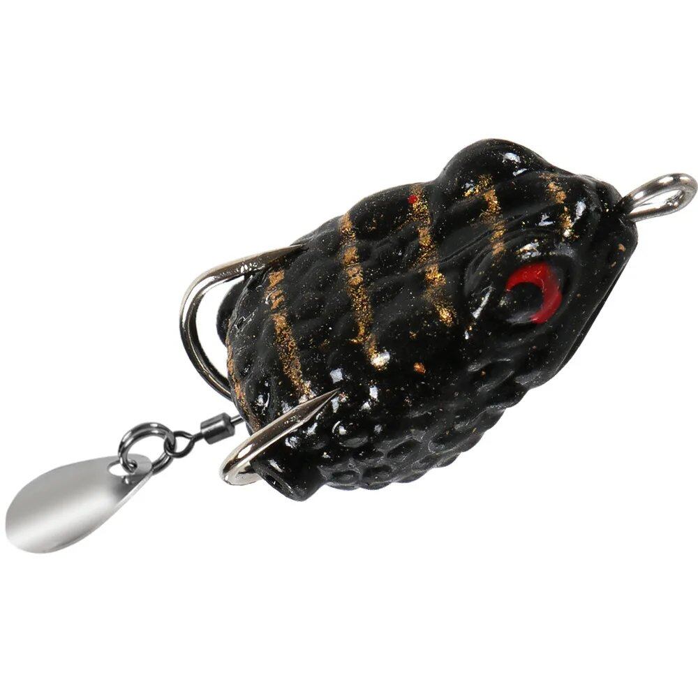 Pack of 5 Mini Frog Soft Baits, 25mm, 3g, Double Hide Hooks, Fishing Lures, Bionic Sequin Frog Baits, Artificial, Realistic Thunder Frog Lures, Size: Parallel Import