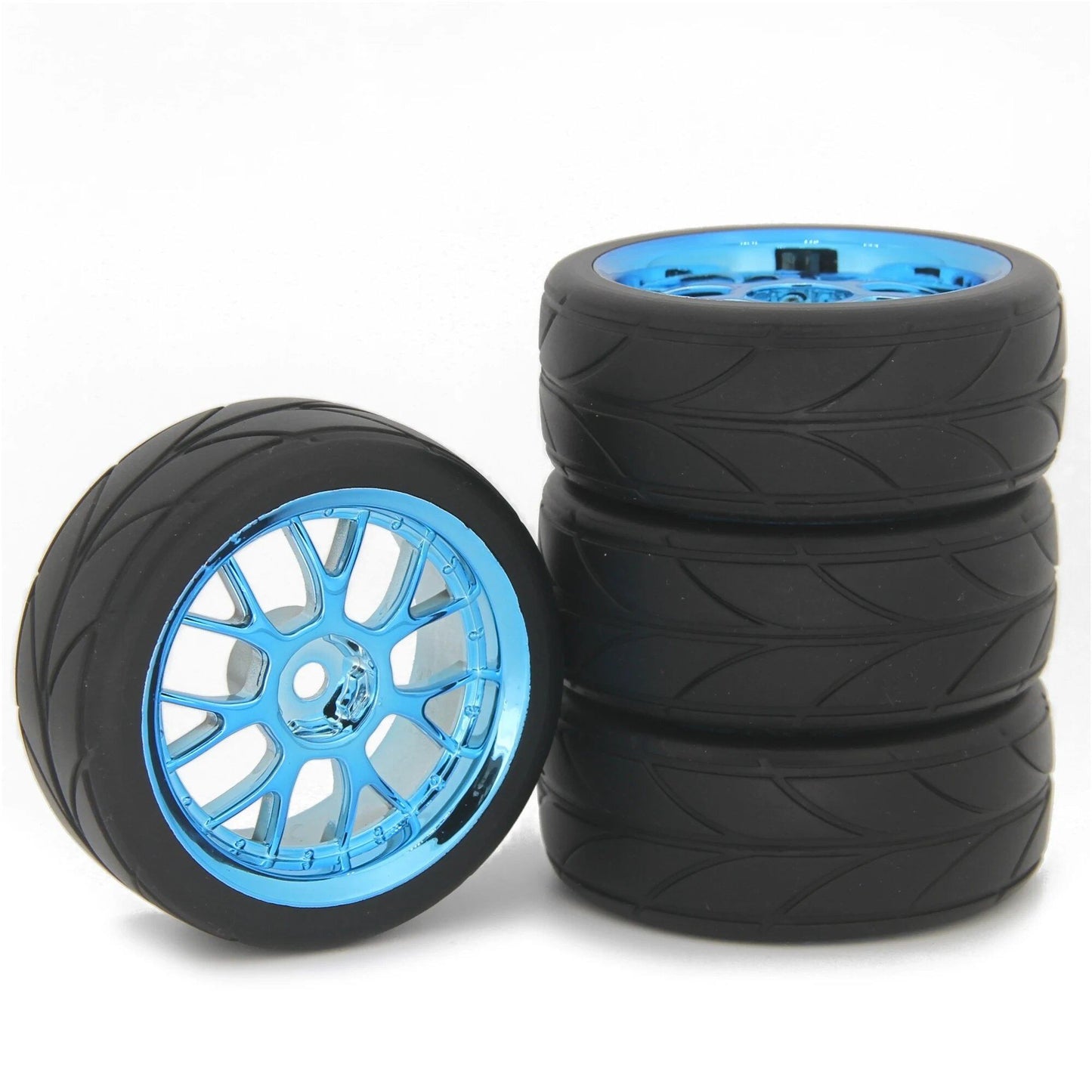 1.9-inch 65mm Wheel Tire with 12mm Hex Blue Rim and Durable Rubber for 1/10, 1/12, and 1/14 RC Cars (Wltoys 144001) - Color: Parallel Import