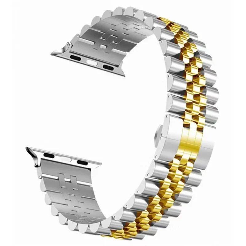 Stainless Steel Apple Watch Strap, Compatible with 40mm, 44mm, 42mm, 45mm, and 49mm iWatch Series 1/2/3/4/5/6/7/8/SE, Premium Metal Bracelet, Imported