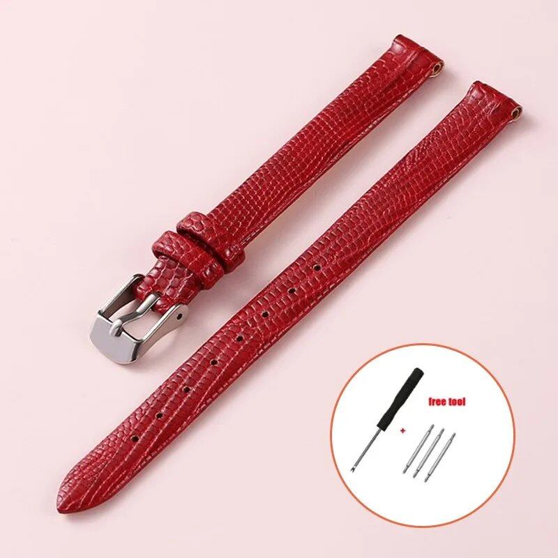 Soft Leather Watch Band, Slim Leather Strap, Unisex, High-Quality Sports Wristband, Available in 8mm, 10mm, 12mm, and 14mm Band Colors, Parallel Import
