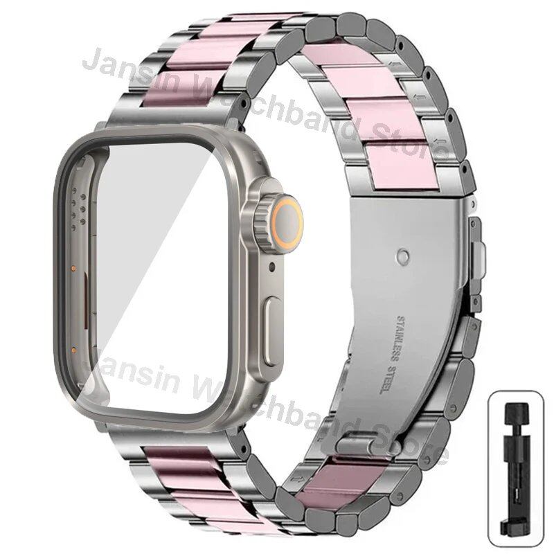 Huawei Watch Fit 4 Pro / Fit 3 / Fit 4 Pro Ultra Rugged Case + Stainless Steel Band Metal Wristband Accessory Band Color: Parallel Import