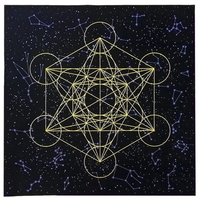 Y1UB Metatron's Cube Crystal Grid Altar Cloth, Tapestry, Tablecloth, Spiritual Cloth for Ritual Use, Sacred Places, and Tarot Table Cover, 0cm, Parallel Import