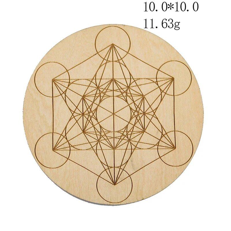 10cm Wooden Tree of Life Jewelry Display Tray with Quartz Crystal Wall Decor, Metatron's Cube, Star of David, Chakra, and Meditation Accessory (Imported)