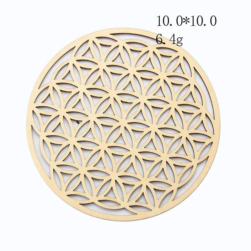 10cm Wooden Tree of Life Jewelry Display Tray with Quartz Crystal Wall Decor, Metatron's Cube, Star of David, Chakra, and Meditation Accessory (Imported)