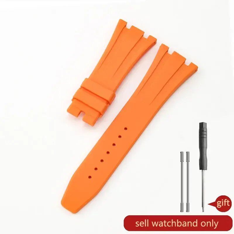 Seiko Waterproof Rubber Silicone Watch Strap for AP Royal Oak 15400/26331/15500, Orange, Green, and Blue, 27mm Watch Band, Size: 26mm; Band Color: Parallel Import