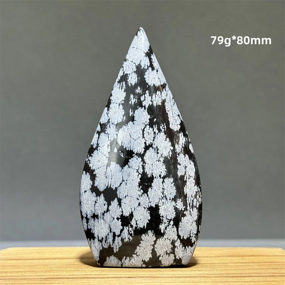 Snowflake Obsidian Freeform Ornament with Natural Quartz, Reiki, Meditation, Healing, Witchcraft, Energy Decoration, Home Gift, Color: Parallel Import