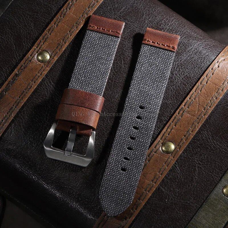 Universal Nylon and Leather Strap for HUAWEI GT 3/4/5 Smartwatch Band, Durable Water-Repellent Nylon Material, Replacement Strap Accessory for Men and Women, Band Color: mm, Parallel Import