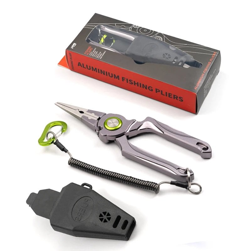 LINNHUE Folding Aluminum Alloy Fishing Pliers Set with Grip, Fishing Tackle, Hook Recover, Cutter, Line Split Ring, Accessories, Parallel Import