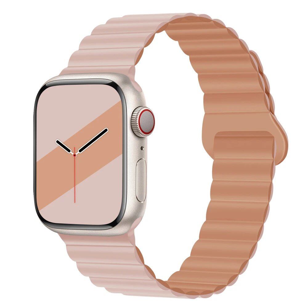 Silicone Loop Magnetic Strap for Apple Watch - Compatible with iWatch Series 8/SE/6/7/Ultra 2/9/10 (44mm/40mm/45mm/49mm/41mm/42mm/46mm) - Band Color: mm; Ships from: Parallel Import