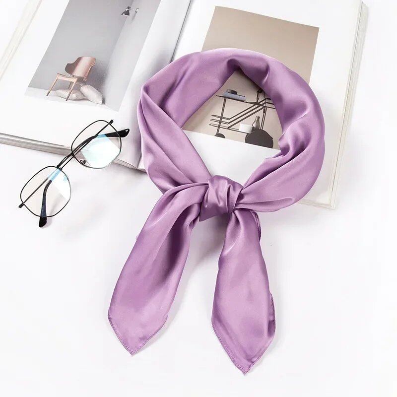 Women's 70cm Solid Shiny Satin Scarf, Square Headscarf, Stylish Neck Accessory, Bag Scarf, Wholesale Parallel Import