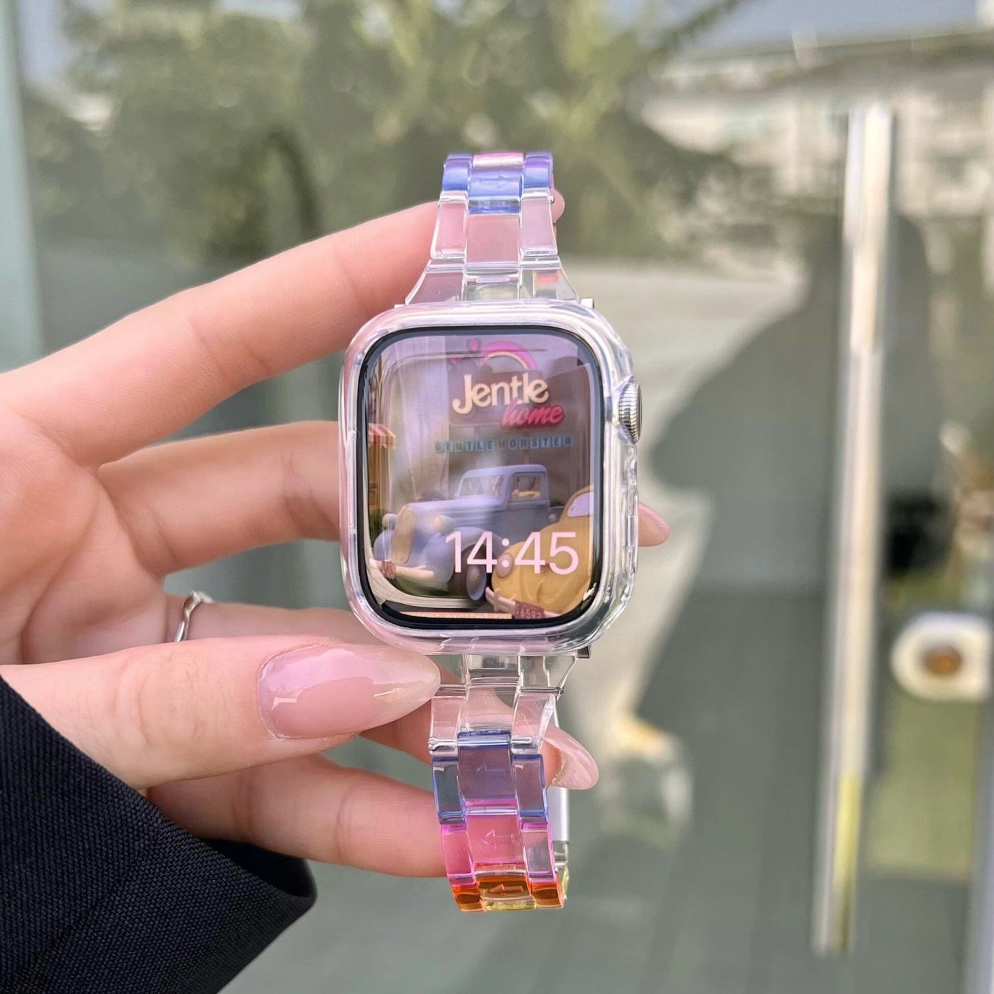 Apple Watch用 スリム透明ストラップ バンド 9 8 7 6 5 43 SE Ultra 49mm 45mm 42mm 38mm 44mm 40mm レインボーカラー ブレスレット iWatch対応 バンドカラー:mm 並行輸入品