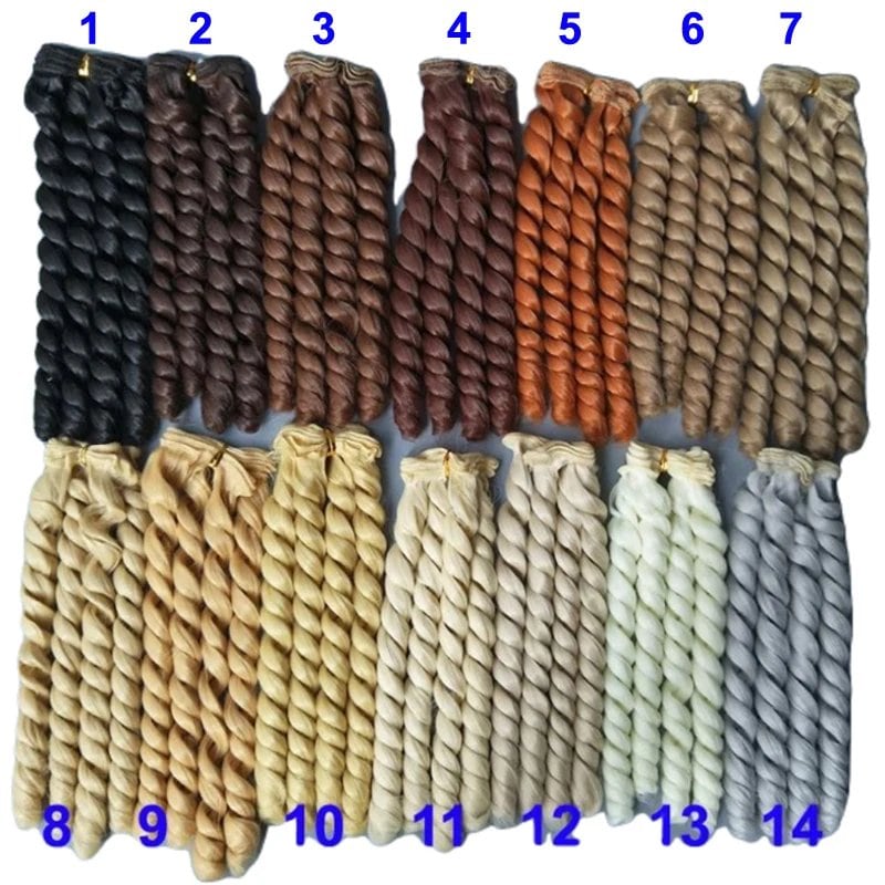 20cm High-Temperature Curly Doll Wig for 1/3, 1/4, and 1/6 BJD Dolls, Handmade Wavy Hair, Parallel Import