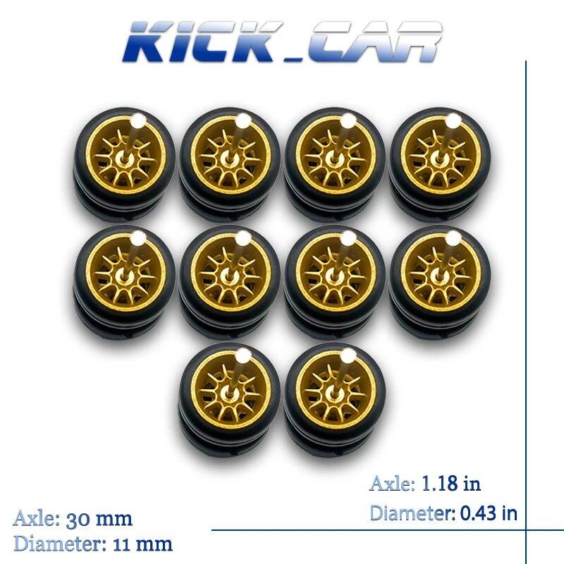 1/64 Scale 10-Spoke Wheel Set with Fixed Rubber Tires for Diecast Model Cars, Hot Wheels Modification Parts (5 Sets for 5 Cars), Color: MMW, Parallel Import