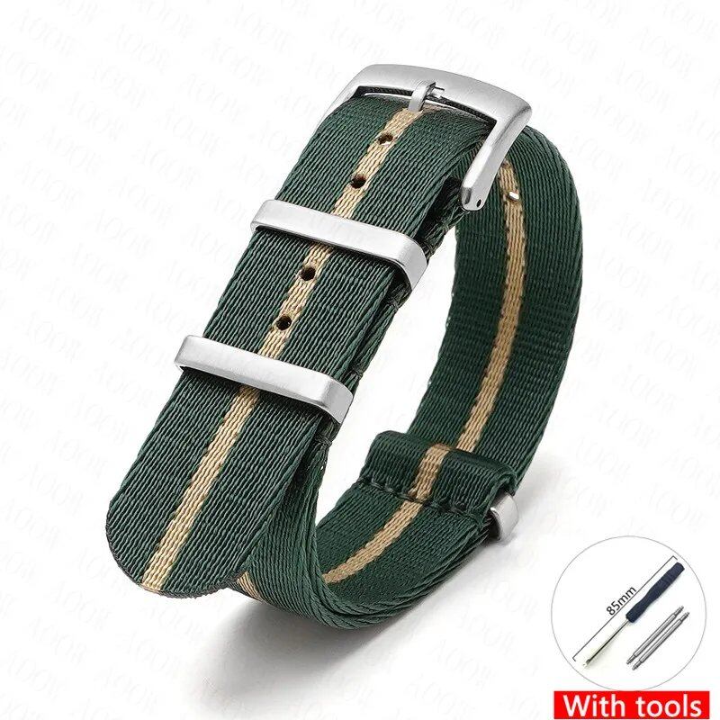 Nylon Strap for Omega Moonwatch, Speedmaster, and Seamaster 300 - Seiko 18mm, 20mm, 22mm, and 24mm Men's Sports Canvas Watch Bracelet, Band Color: mm, Parallel Import