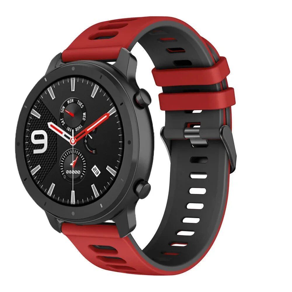 Compatible with Amazfit GTR 47mm/2/2e/Stratos 3/GTR 4/3 Pro/GTS 4 Mini/2/2E/3, 20mm/22mm Silicone Band Strap, Replacement Band, Band Color: mm, Universal, Imported
