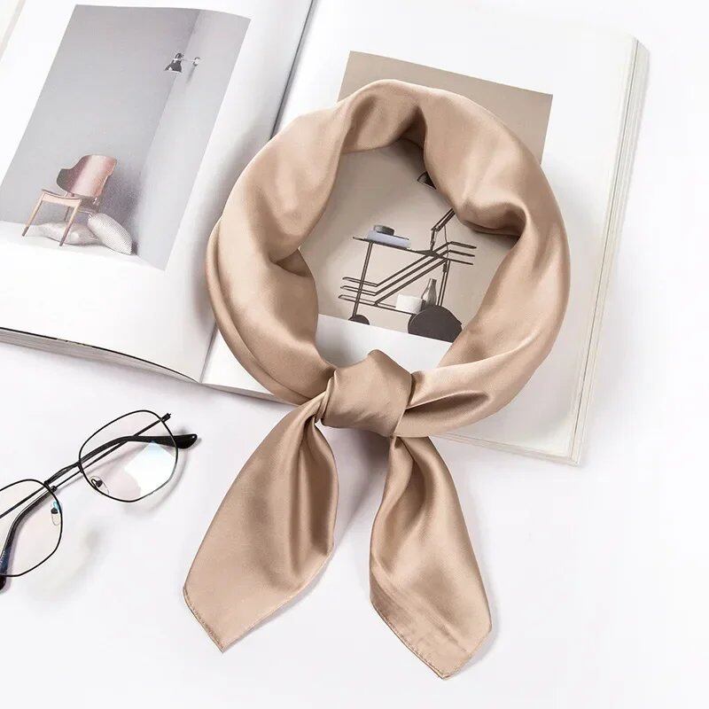 Women's 70cm Solid Shiny Satin Scarf, Square Headscarf, Stylish Neck Accessory, Bag Scarf, Wholesale Parallel Import
