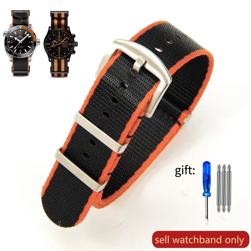 Breathable Soft Nylon Men's Watch Band for Omega 300 Ghost Party 007, Longines Conquest, Seiko, and Casio, 20mm and 22mm, Size 2, Parallel Import